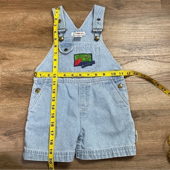 Vtg Gymboree Overalls Baby Toddler Size XS Rainbow Tag Denim Light Blue Fishing - Picture 10 of 10